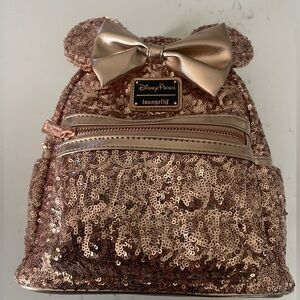 Disney Parks Loungefly Rose Gold Mini Backpack
